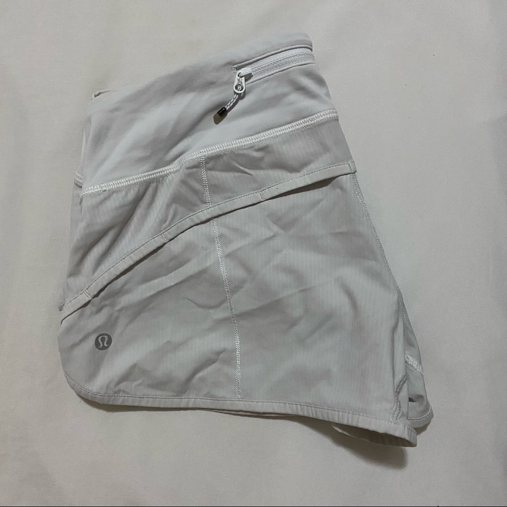 White LULULEMON low rise speed up shorts 2.5